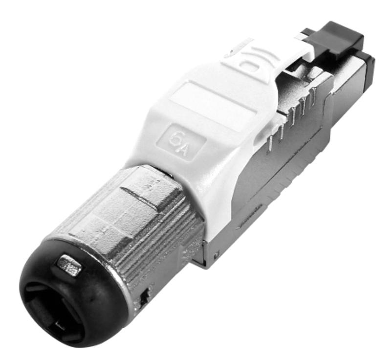 PLUE-8P8C-S-C6A-SH-WH Разъем полевой оконцовки RJ-45 (8P8C) под витую пару, для одножиль. кабеля, toolless, категория 6A, экранир.