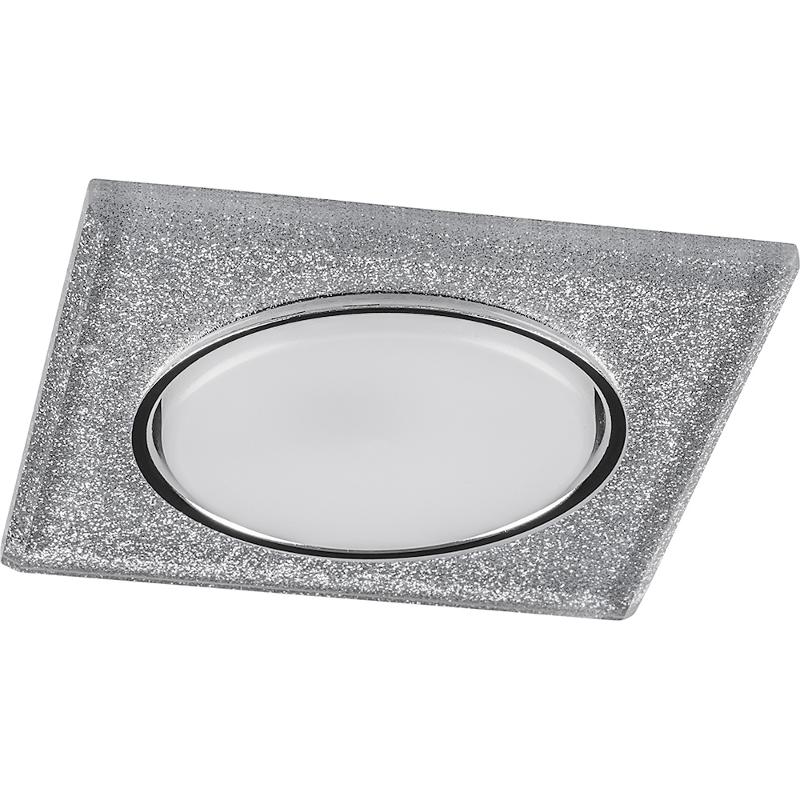 Светильник встраиваемый с белой LED подсветкой CD4040 потолочный GX53 без лампы, серебро, хром