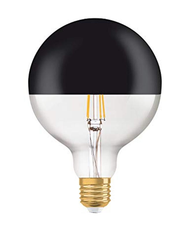 Лампа светодиодная LED, прозрачная с зеркальным элементом, Vintage 1906 LED CL GLOBE125 MIRROR BLACK 52 non-dim 7W/827 E27