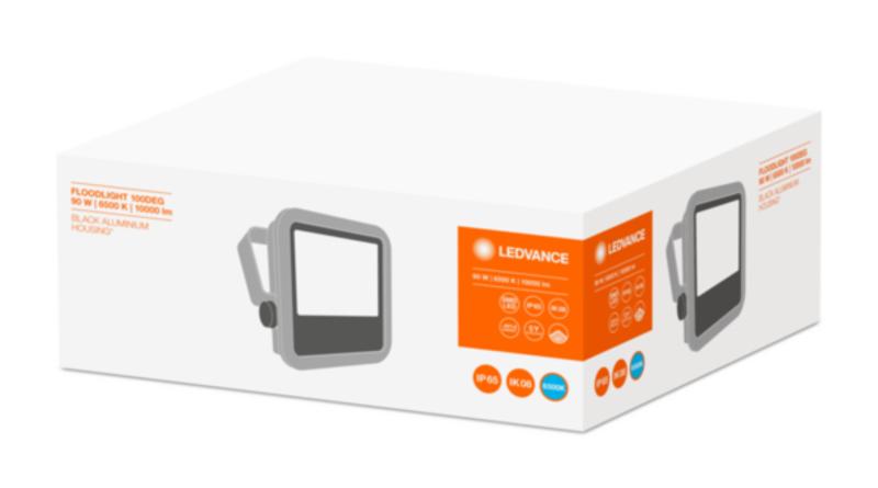 Светодиодный прожектор ДО-100Вт 6500К 10000Лм IP65 чёрный FLOOD LED 90W/6500K BK 100DEG IP65