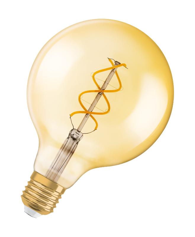 Лампа светодиодная LED, Vintage 1906 LED dim CL GLOBE125 FIL GOLD 25 dim 4, 5W/820 E27