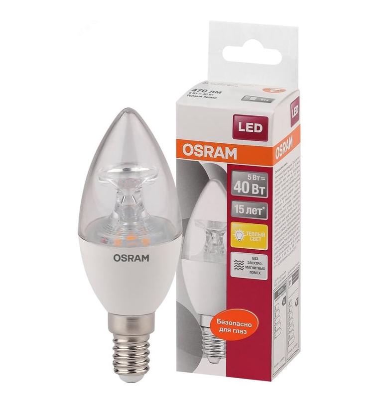 Лампа светодиодная LS CLB40 5W/827 230V CL E14 10X1 RUOSRAM