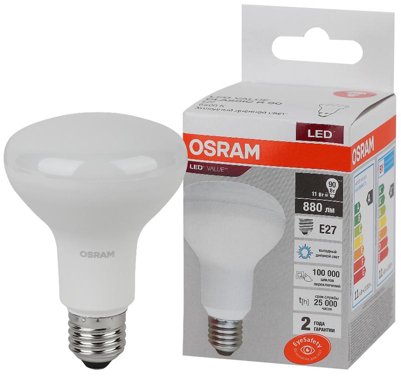 Лампа светодиодная LED Value R80 11W/865 230V E27 10X1