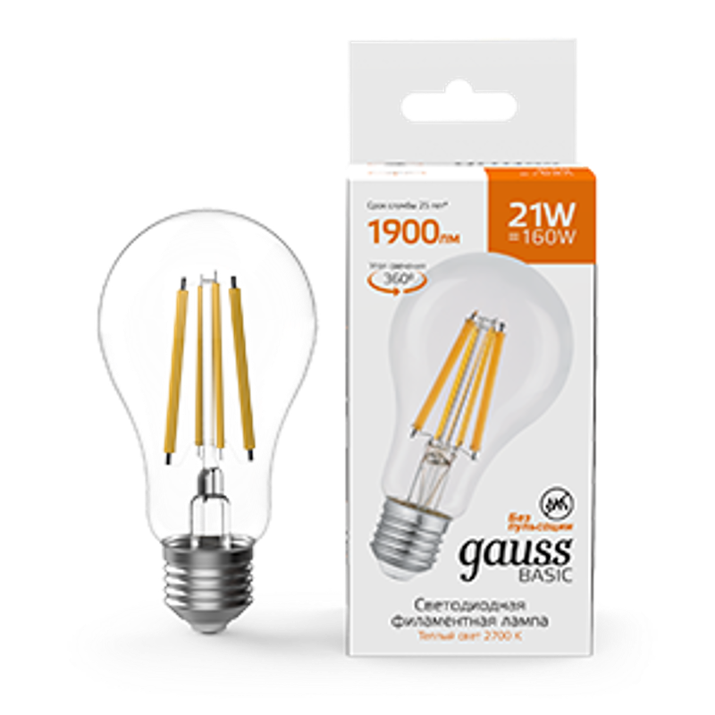 Лампа светодиодная   Basic Filament А70 21W 1900lm 2700К Е27 LED 1/10/40