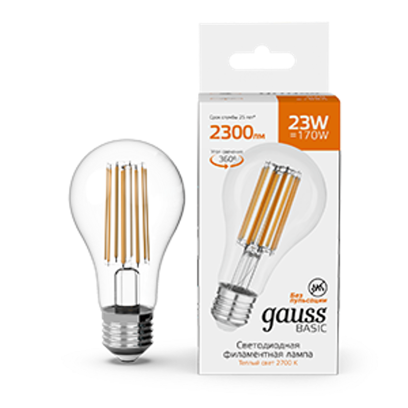 Лампа светодиодная   Basic Filament А70 23W 2300lm 2700К Е27 LED 1/10/40