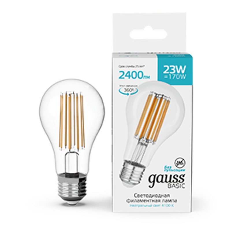 Лампа светодиодная   Basic Filament А70 23W 2400lm 4100К Е27 LED 1/10/40