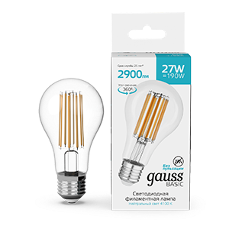 Лампа светодиодная   Basic Filament А70 27W 2900lm 4100К Е27 LED 1/10/40