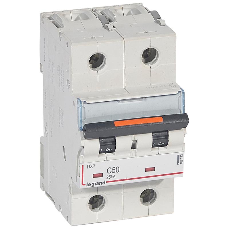 Выключатель автоматический двухполюсный DX3 50А C 25кА (3 мод)