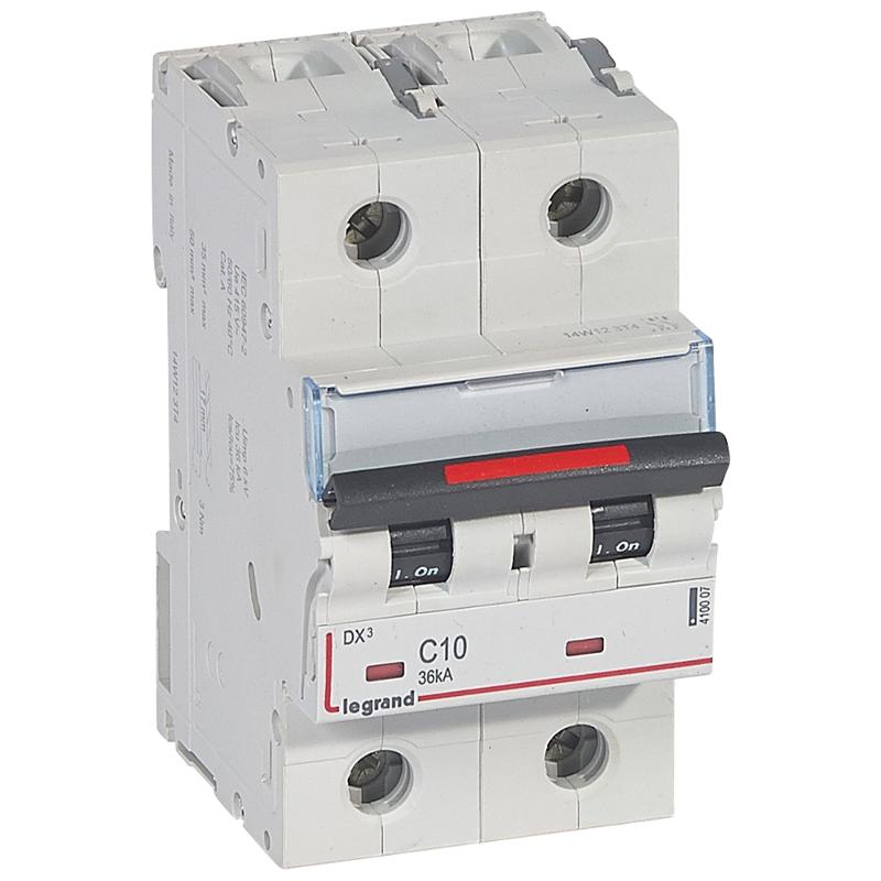 Выключатель автоматический двухполюсный DX3 10A C 36кА (3 мод)