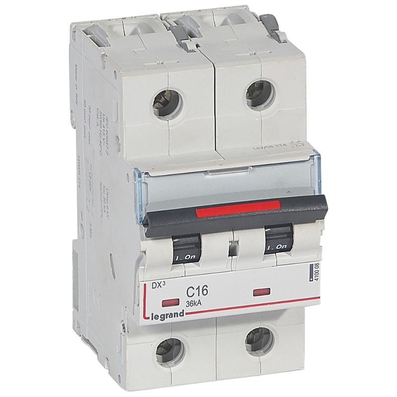 Выключатель автоматический двухполюсный DX3 16A C 36кА (3 мод)