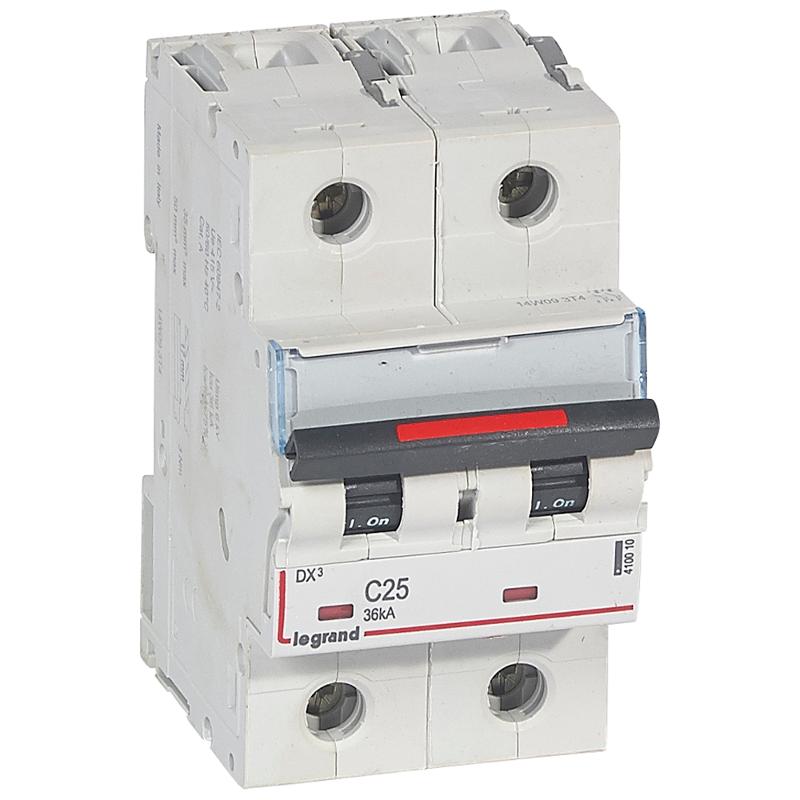 Выключатель автоматический двухполюсный DX3 25A C 36кА (3 мод)