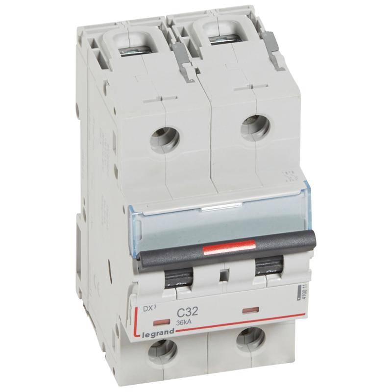 Выключатель автоматический двухполюсный DX3 32A C 36кА (3 мод)