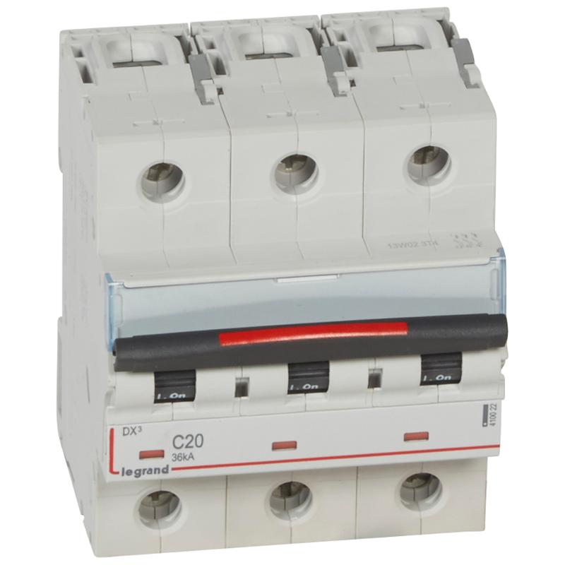 Выключатель автоматический трехполюсный DX3 20A C 36кА (4,5 мод)