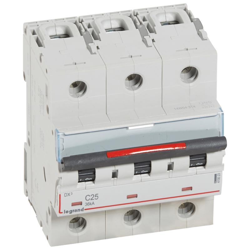 Выключатель автоматический трехполюсный DX3 25A C 36кА (4,5 мод)