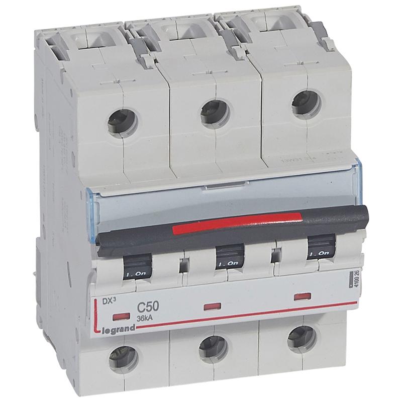Выключатель автоматический трехполюсный DX3 50A C 36кА (4,5 мод)