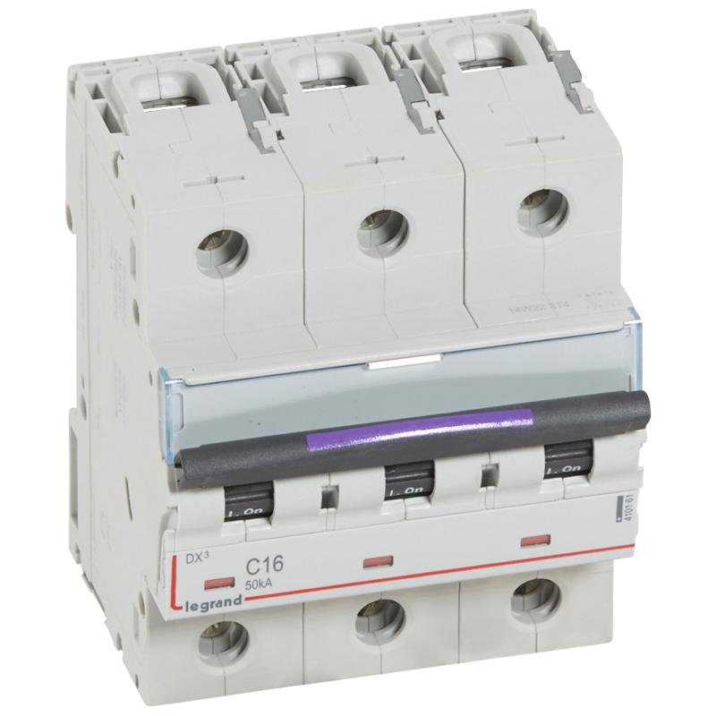 Выключатель автоматический трехполюсный DX3 16А C 50кА (4,5 мод)
