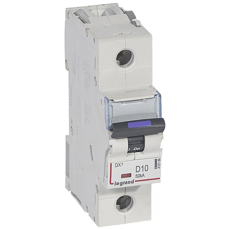 Выключатель автоматический  однополюсный DX3 10А D 50кА (1,5 мод)