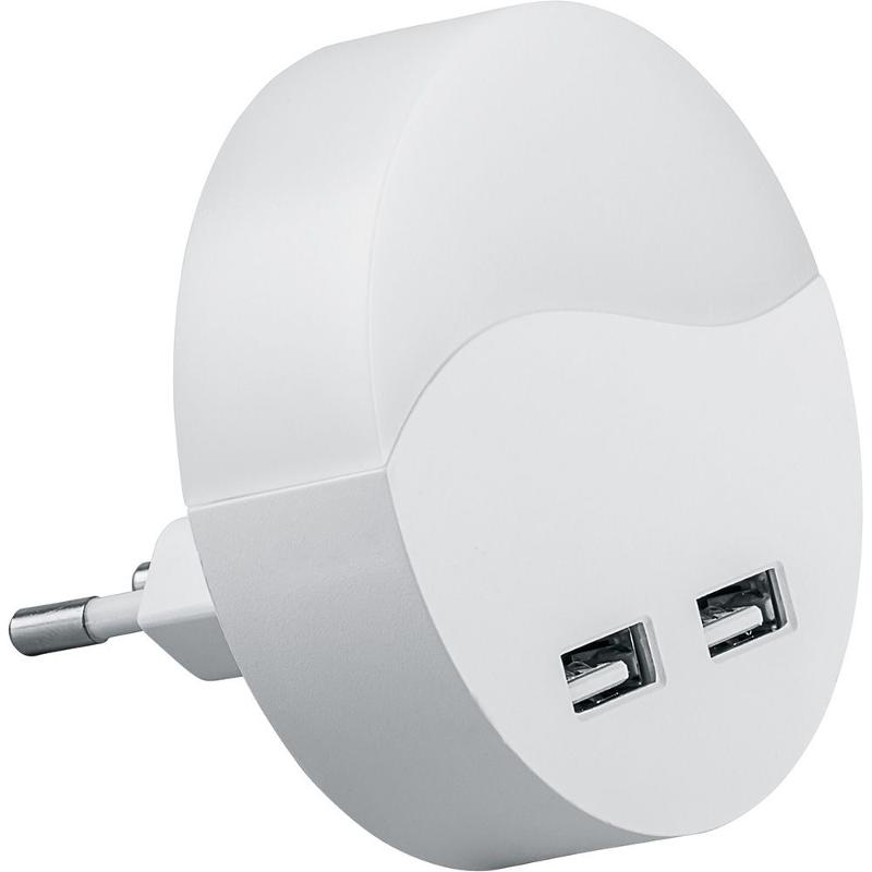 Светильник ночник c 2мя USB выходами, FN1122 0,45W 230V, белый