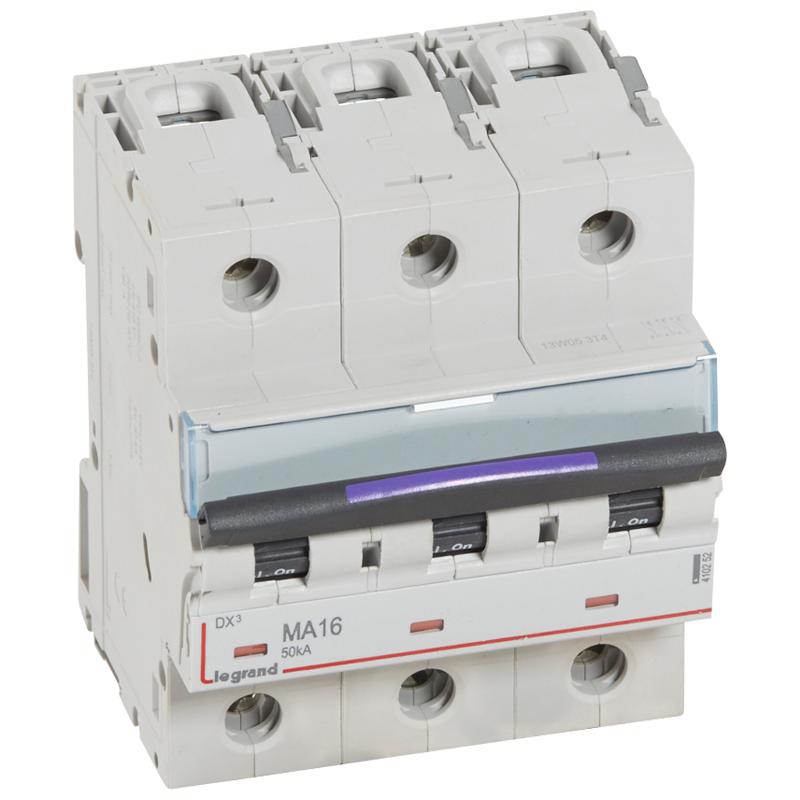 Выключатель автоматический трехполюсный DX3 16А MA 50кА (4,5 мод)