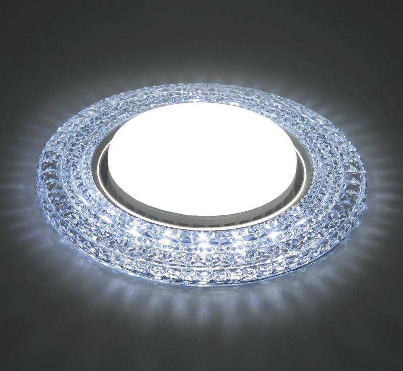 Светильник встраиваемый с белой LED подсветкой CD4020 потолочный GX53 без лампы прозрачный