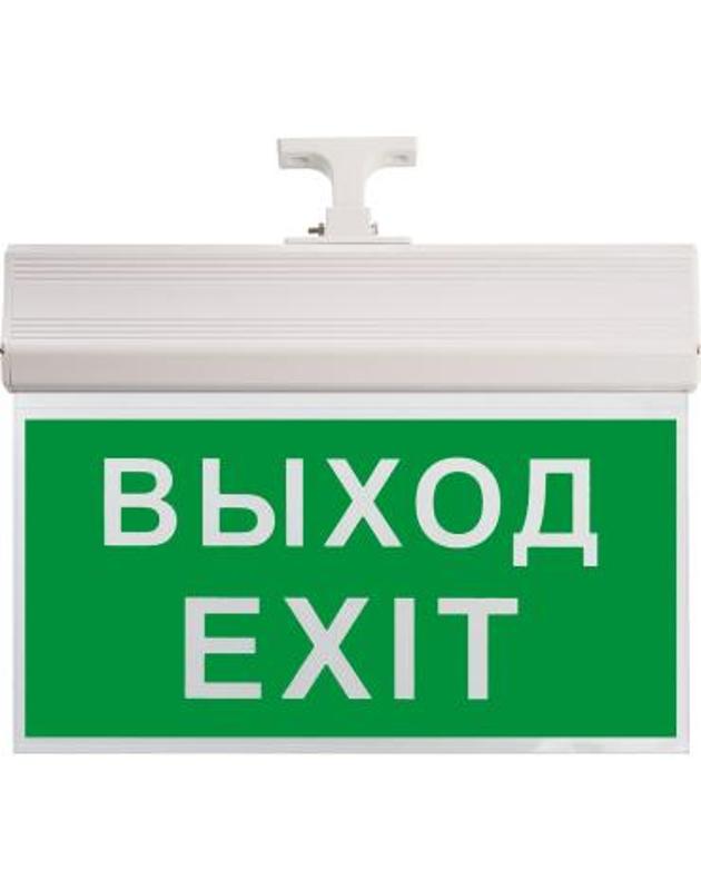 Светильник аварийно-эвакуационный EL60 10 LED аккум.светильник AC/DC зеленый 260*245*35 мм, белый, Выход