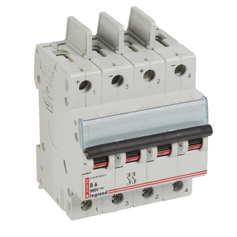 Выключатель автоматический двухполюсный DX3 DC 6А B 4,5кА (4 мод)