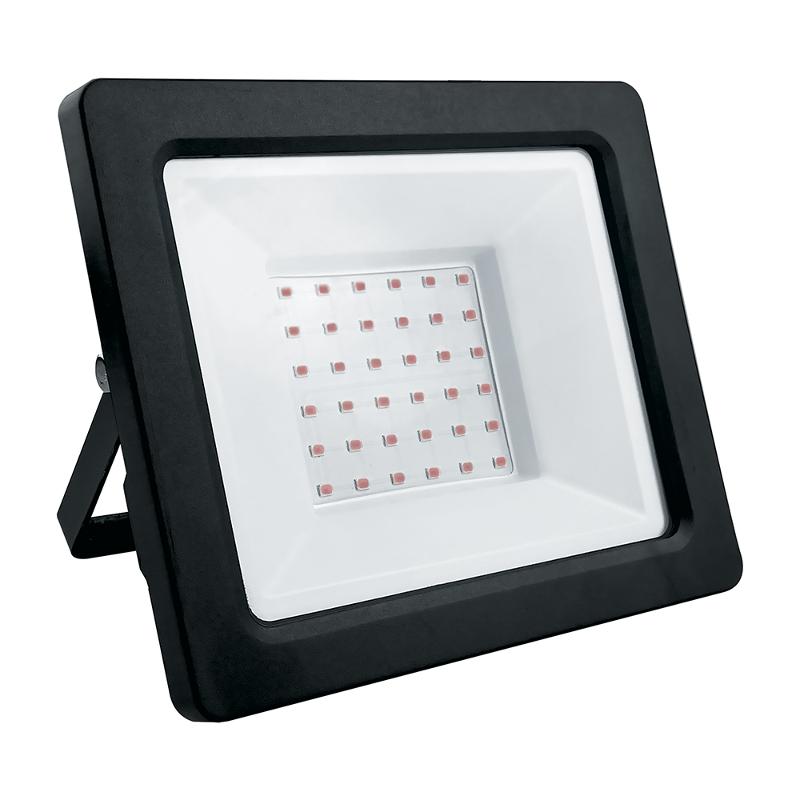 Прожектор светодиодный 50W красный AC220V/50Hz IP65, в черном компактном корпусе, LL-905