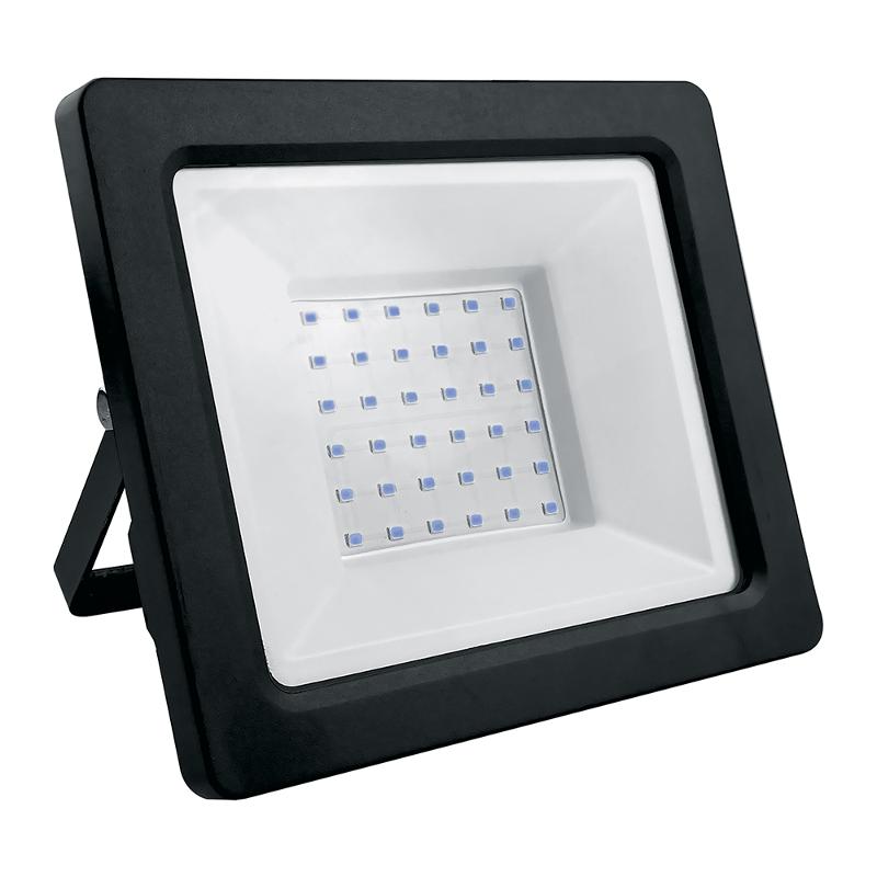 Прожектор светодиодный 30W синий AC220V/50Hz IP65, в черном компактном корпусе, LL-903