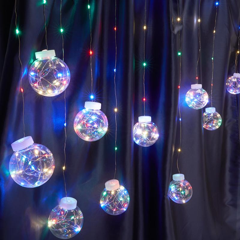 Гирлянда "бахрома с шариками" USB 200 LED мульти, длина 3*0,8м, IP20, сетевой шнур 2м в комплекте , CL592