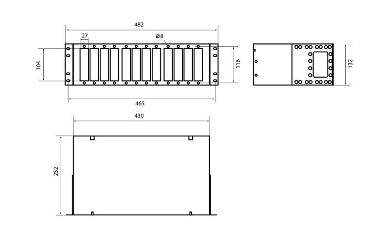 FO-19R-3U-12xSLT-W140H42-96UN-BK Бокс оптический универсальный 19", от 8 до 96 портов (SC, duplex LC, ST, FC) 3U