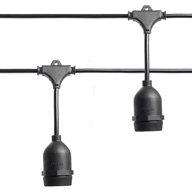 Гирлянда "Евро белт-лайт" на подвесах 230V 50 E27 черный, шаг 50cm, IP 65, 25м +1,5м шнур, CL50-25-1