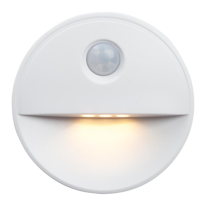 Светильник-подсветка с датчиком движения 2LED 0,5W (3хААА в комплект не входят) 3м , IP20, 72*72*25mm, круг, белый, FN1221