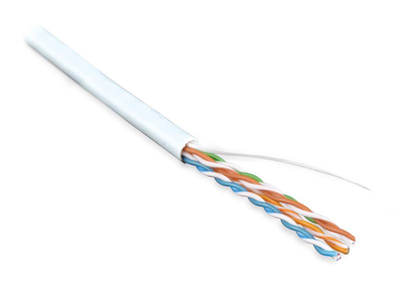 Кабель витая пара UUTP4-C5E-S24-IN-PVC-WH-305(305м)неэкан.U/UTP,кат.5e,4пары(24AWG),однож.(solid),PVC,-20°C– +75°C,белый