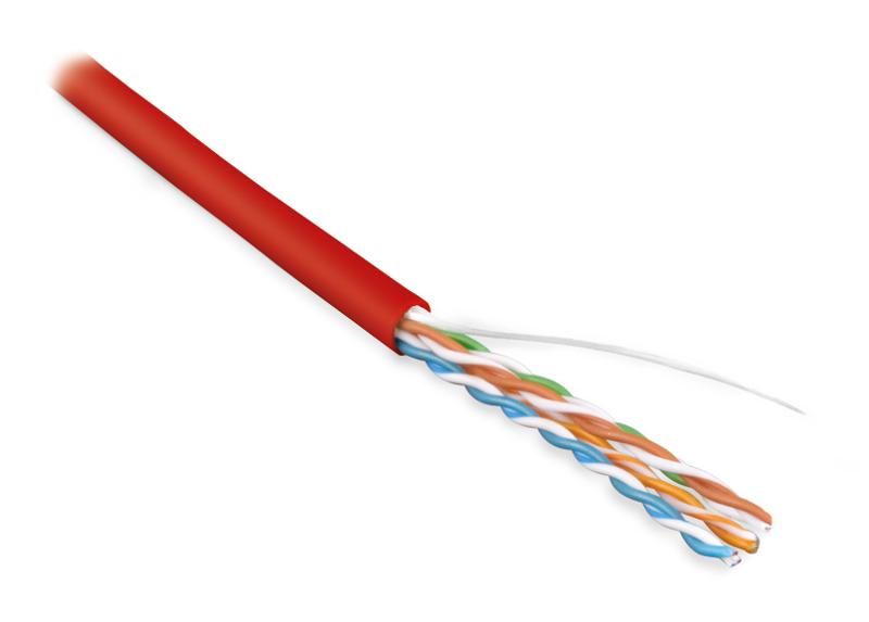 Кабель витая пара UUTP4-C5E-S24-IN-PVC-RD-305(305м)неэкран.U/UTP,кат.5e,4пары(24AWG),однож.(solid),PVC,-20°C– +75°C,красный