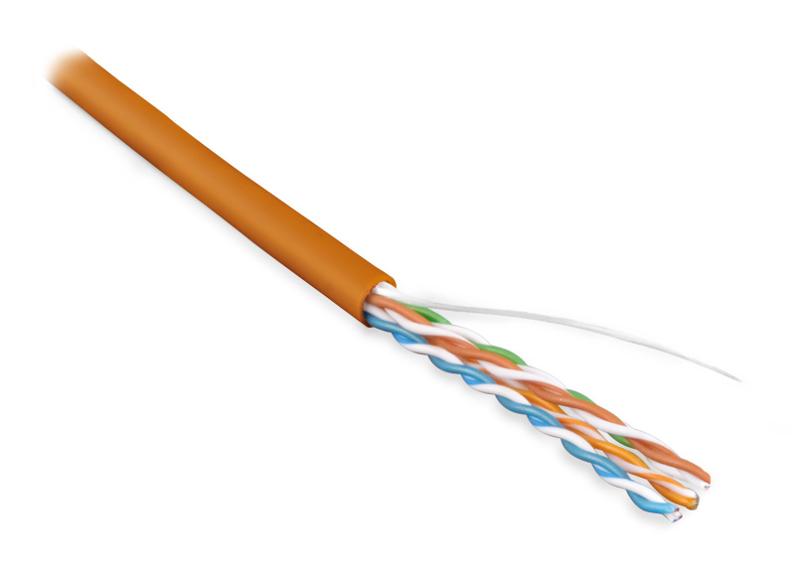 Кабель витая пара UUTP4-C5E-S24-IN-PVC-OR-305(305м)неэкран.U/UTP,кат.5e,4пары(24AWG),однож.(solid),PVC,-20°C– +75°C,оранжевый