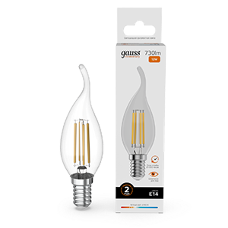 Лампа светодиодная   Filament Elementary Свеча на ветру 12W 730lm 2700К Е14 LED 1/10/100