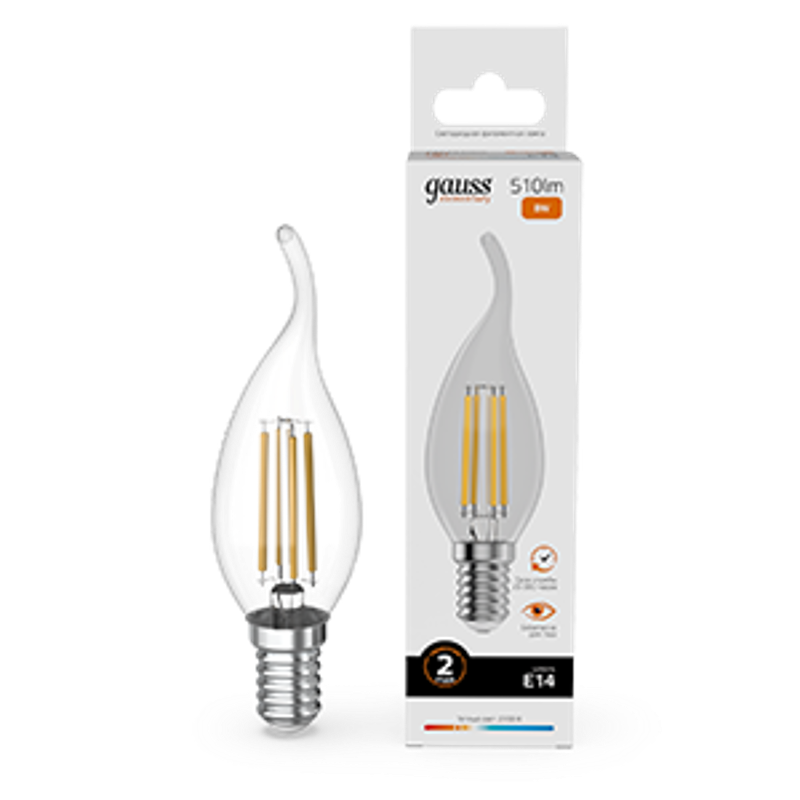 Лампа светодиодная   Filament Elementary Свеча на ветру 8W 510lm 2700К Е14 LED 1/10/100