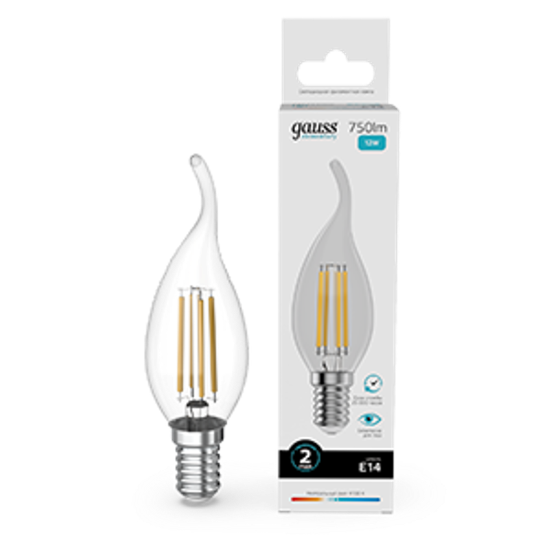 Лампа светодиодная   Filament Elementary Свеча на ветру 12W 750lm 4100К Е14 LED 1/10/100