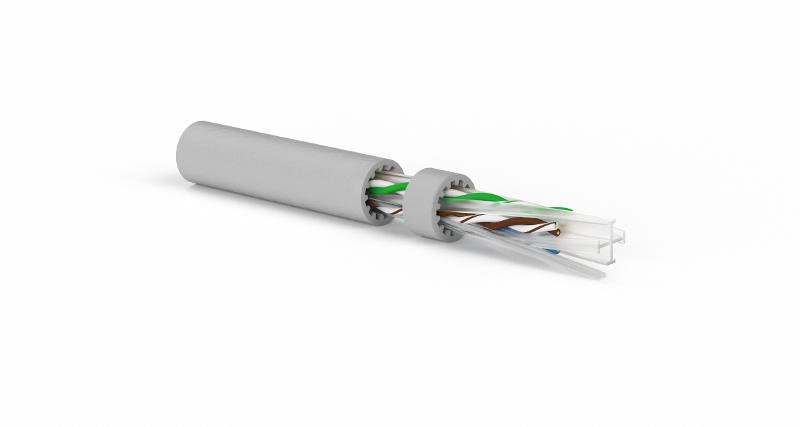 Hyperline UUTP4-C6A-S23-IN-LSZH-GY-500 (500 м) Кабель витая пара, U/UTP, категория 6a (10GBE), 4 пары (23 AWG),(solid), LSZH, серый