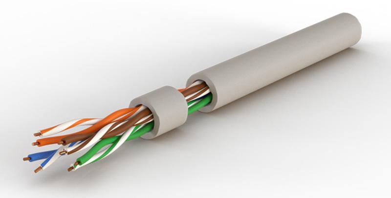 Hyperline UUTP4-C5E-S24-IN-LSLTX-GY-305 (305 м)Кабель витая пара,U/UTP, катег5e, 4 пары (24 AWG),одножил, нг(А)-LSLTx, внутр.,сер