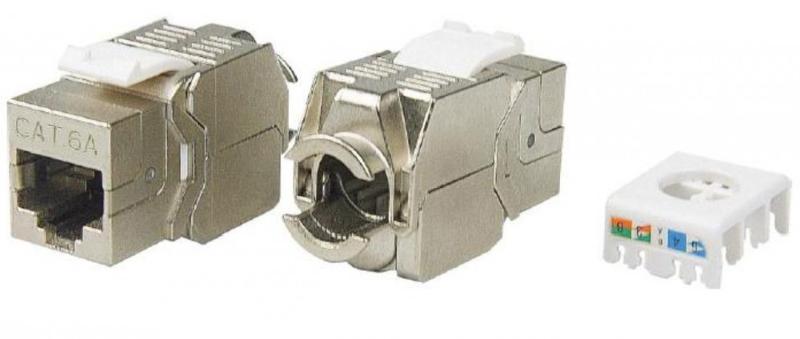 KJ8-8P8C-C6A-180-TLS-SH-F-WH Вставка Keystone Jack RJ-45(8P8C), категория 6a (10G), экранир., тип 180 градусов, Toolless, белая