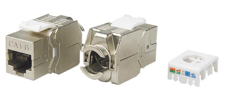 KJ8-8P8C-C6-180-TLS-SH-F-WH Вставка Keystone Jack RJ-45(8P8C), категория 6, экранированная, тип 180 градусов, Toolless, белая
