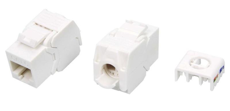 KJ8-8P8C-C6-180-TLS-WH Вставка Keystone Jack RJ-45(8P8C), категория 6, тип 180 градусов, Toolless, белая