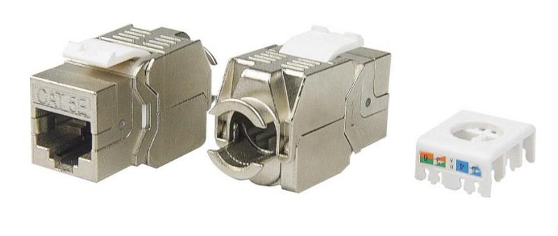 KJ8-8P8C-C5e-180-TLS-SH-F-WH Вставка Keystone Jack RJ-45(8P8C), категория 5e, экранированная, тип 180 градусов, Toolless, белая