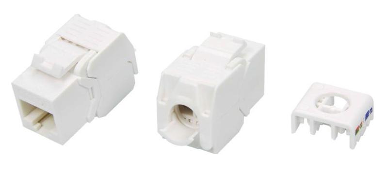 KJ8-8P8C-C5e-180-TLS-WH Вставка Keystone Jack RJ-45(8P8C), категория 5e, тип 180 градусов, Toolless, белая