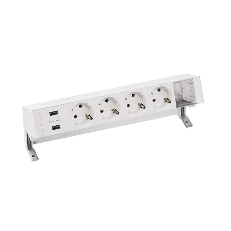 Настольный x6 розеточный блок, 4x2P+E, 2xUSB з/у, 1 пустой модуль, белый, S400