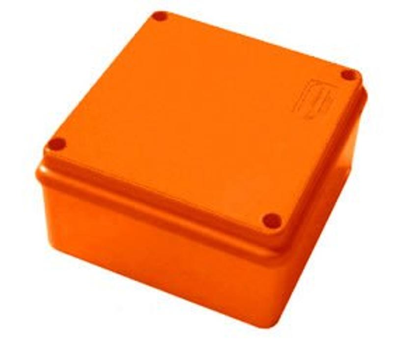 Коробка огнестойкая E110,о/п 100х100х55,без галогена, 6 вых., IP55, 3P, (0,15-2,5мм2), цвет оранж JBS100