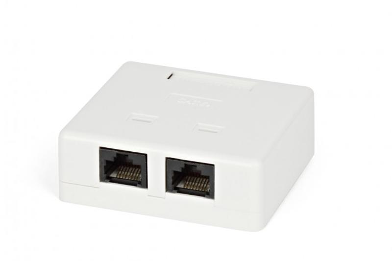 SB1-2-8P8C-C5e-SH-WH Розетка компьютерная RJ-45(8P8C), категория 5e, экранированная, двойная, внешняя, Dual IDC