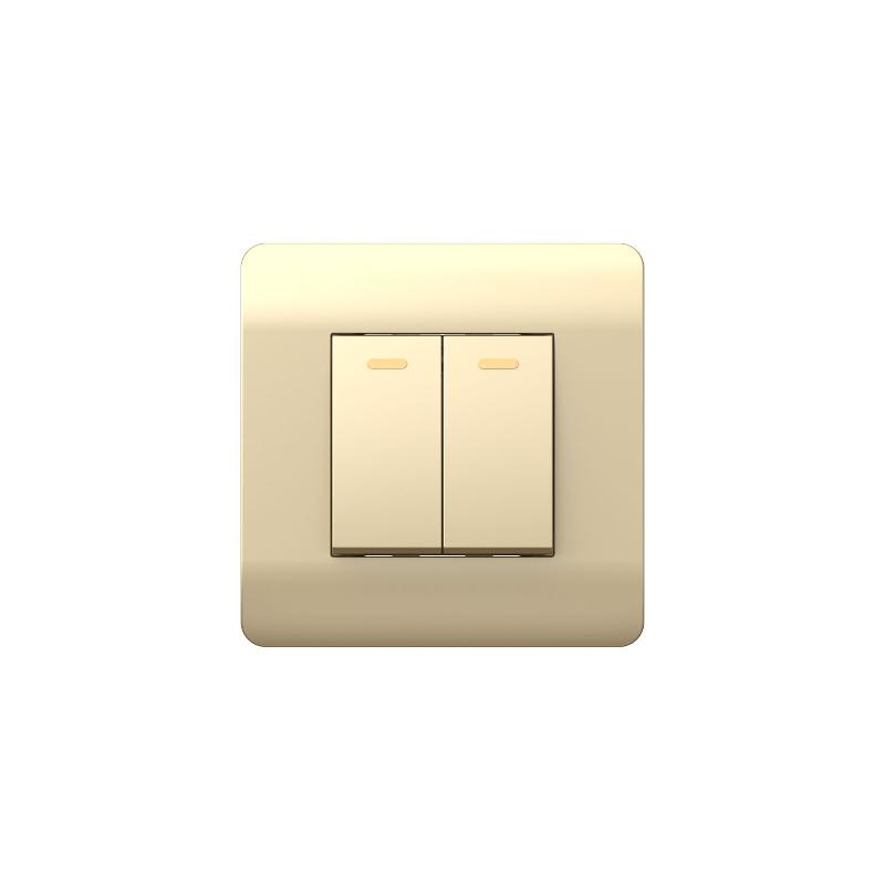 Переключатель 2-клавишный, 10А, шампань(NEW3-E)