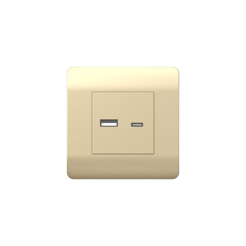 Розетка USB A+С, 5В/2,1А, шампань(NEW3-E)